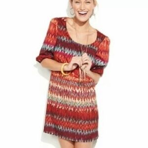 LAST CHANCE! Lily Rose Multicolor 3/4 Sleeve Shift Dress - Sz S